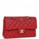 CHANEL SMALL CLASSIC DOUBLE FLAP DARK PINK CAVIAR LIGHT GOLD HARDWARE (23*13*6cm)