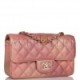 CHANEL MINI RECTANGULAR FLAP BAG PINK OMBRE METALLIC LAMBSKIN LIGHT GOLD HARDWARE (19*11*6cm)