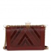 CHANEL NEW MEDIUM BOY BAG BURGUNDY CHEVRON ANTIQUE GOLD HARDWARE (28*18*9cm)