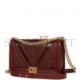 CHANEL NEW MEDIUM BOY BAG BURGUNDY CHEVRON ANTIQUE GOLD HARDWARE (28*18*9cm)