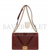 CHANEL NEW MEDIUM BOY BAG BURGUNDY CHEVRON ANTIQUE GOLD HARDWARE (28*18*9cm)