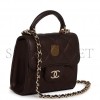 CHANEL MINI TOP HANDLE CLUTCH WITH CHAIN BURGUNDY IRIDESCENT LAMBSKIN LIGHT GOLD HARDWARE (11*11*5cm)