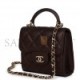 CHANEL MINI TOP HANDLE CLUTCH WITH CHAIN BURGUNDY IRIDESCENT LAMBSKIN LIGHT GOLD HARDWARE (11*11*5cm)