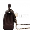 CHANEL MINI RECTANGULAR FLAP BAG WITH TOP HANDLE BURGUNDY LAMBSKIN LIGHT GOLD HARDWARE (22*15*8cm)