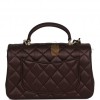 CHANEL MINI RECTANGULAR FLAP BAG WITH TOP HANDLE BURGUNDY LAMBSKIN LIGHT GOLD HARDWARE (22*15*8cm)