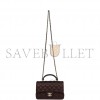 CHANEL MINI RECTANGULAR FLAP BAG WITH TOP HANDLE BURGUNDY LAMBSKIN LIGHT GOLD HARDWARE (22*15*8cm)