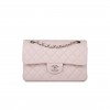 CHANEL SMALL CLASSIC DOUBLE FLAP BAG LIGHT PURPLE LAMBSKIN SILVER HARDWARE (23*13*6cm)