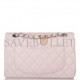 CHANEL SMALL CLASSIC DOUBLE FLAP BAG LIGHT PURPLE LAMBSKIN SILVER HARDWARE (23*13*6cm)