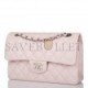 CHANEL SMALL CLASSIC DOUBLE FLAP BAG LIGHT PURPLE LAMBSKIN SILVER HARDWARE (23*13*6cm)