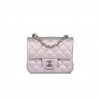 CHANEL MINI SQUARE FLAP BAG LAVENDER IRIDESCENT LAMBSKIN SILVER HARDWARE (17*13*8cm)