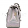 CHANEL MINI SQUARE FLAP BAG LAVENDER IRIDESCENT LAMBSKIN SILVER HARDWARE (17*13*8cm)