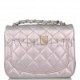 CHANEL MINI SQUARE FLAP BAG LAVENDER IRIDESCENT LAMBSKIN SILVER HARDWARE (17*13*8cm)