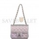 CHANEL MINI SQUARE FLAP BAG LAVENDER IRIDESCENT LAMBSKIN SILVER HARDWARE (17*13*8cm)