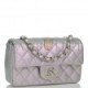 CHANEL MINI RECTANGULAR FLAP BAG PURPLE IRIDESCENT QUILTED LAMBSKIN SILVER HARDWARE (20*13*6cm)