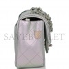 CHANEL MINI RECTANGULAR FLAP BAG PURPLE IRIDESCENT QUILTED LAMBSKIN SILVER HARDWARE (20*13*6cm)