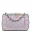 CHANEL MINI RECTANGULAR FLAP BAG PURPLE IRIDESCENT QUILTED LAMBSKIN SILVER HARDWARE (20*13*6cm)