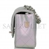 CHANEL MINI RECTANGULAR FLAP BAG PURPLE IRIDESCENT QUILTED LAMBSKIN SILVER HARDWARE (20*13*6cm)