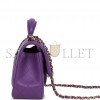 CHANEL MINI RECTANGULAR FLAP WITH TOP HANDLE PURPLE LAMBSKIN LIGHT GOLD HARDWARE (22*15*5cm)