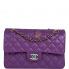 CHANEL SMALL CLASSIC DOUBLE FLAP PURPLE CAVIAR LIGHT GOLD HARDWARE (23*13*6cm)