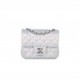 CHANEL MINI SQUARE FLAP BAG BLUE IRIDESCENT LAMBSKIN SILVER HARDWARE (17*14*8cm)