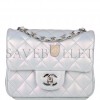 CHANEL MINI SQUARE FLAP BAG BLUE IRIDESCENT LAMBSKIN SILVER HARDWARE (17*14*8cm)