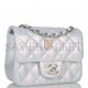 CHANEL MINI SQUARE FLAP BAG BLUE IRIDESCENT LAMBSKIN SILVER HARDWARE (17*14*8cm)