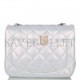 CHANEL MINI SQUARE FLAP BAG BLUE IRIDESCENT LAMBSKIN SILVER HARDWARE (17*14*8cm)