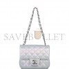 CHANEL MINI SQUARE FLAP BAG BLUE IRIDESCENT LAMBSKIN SILVER HARDWARE (17*14*8cm)