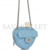 CHANEL CC IN LOVE HEART CLUTCH WITH CHAIN BLUE LAMBSKIN LIGHT GOLD HARDWARE (13*13*5cm)