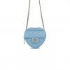 CHANEL CC IN LOVE HEART CLUTCH WITH CHAIN BLUE LAMBSKIN LIGHT GOLD HARDWARE (13*13*5cm)