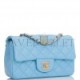 CHANEL MINI RECTANGULAR FLAP BAG BLUE LAMBSKIN LIGHT GOLD HARDWARE (20*13*6cm)