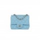 CHANEL MINI SQUARE FLAP BAG BLUE LAMBSKIN LIGHT GOLD HARDWARE (17*13*8cm)