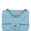 CHANEL MINI SQUARE FLAP BAG BLUE LAMBSKIN LIGHT GOLD HARDWARE (17*13*8cm)