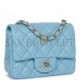 CHANEL MINI SQUARE FLAP BAG BLUE LAMBSKIN LIGHT GOLD HARDWARE (17*13*8cm)