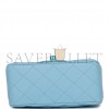 CHANEL MINI SQUARE FLAP BAG BLUE LAMBSKIN LIGHT GOLD HARDWARE (17*13*8cm)