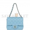 CHANEL MINI SQUARE FLAP BAG BLUE LAMBSKIN LIGHT GOLD HARDWARE (17*13*8cm)