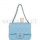 CHANEL MINI SQUARE FLAP BAG BLUE LAMBSKIN LIGHT GOLD HARDWARE (17*13*8cm)