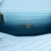 CHANEL MINI SQUARE FLAP BAG BLUE LAMBSKIN LIGHT GOLD HARDWARE (17*13*8cm)