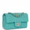 CHANEL MINI RECTANGULAR FLAP BAG BLUE TWEED LIGHT GOLD HARDWARE (20*13*6cm)