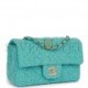 CHANEL MINI RECTANGULAR FLAP BAG BLUE TWEED LIGHT GOLD HARDWARE (20*13*6cm)