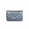 CHANEL WALLET ON CHAIN WOC DARK BLUE IRIDESCENT CALFSKIN ANTIQUE GOLD HARDWARE (19*12*4cm)