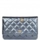 CHANEL WALLET ON CHAIN WOC DARK BLUE IRIDESCENT CALFSKIN ANTIQUE GOLD HARDWARE (19*12*4cm)