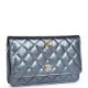 CHANEL WALLET ON CHAIN WOC DARK BLUE IRIDESCENT CALFSKIN ANTIQUE GOLD HARDWARE (19*12*4cm)