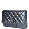 CHANEL WALLET ON CHAIN WOC DARK BLUE IRIDESCENT CALFSKIN ANTIQUE GOLD HARDWARE (19*12*4cm)