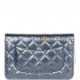 CHANEL WALLET ON CHAIN WOC DARK BLUE IRIDESCENT CALFSKIN ANTIQUE GOLD HARDWARE (19*12*4cm)