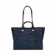 CHANEL LARGE DEAUVILLE SHOPPING BAG BLUE SEQUIN BOUCLE SILVER HARDWARE (41*28*15cm)