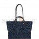 CHANEL LARGE DEAUVILLE SHOPPING BAG BLUE SEQUIN BOUCLE SILVER HARDWARE (41*28*15cm)