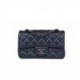 CHANEL MINI RECTANGULAR FLAP BAG NAVY IRIDESCENT LAMBSKIN RUTHENIUM HARDWARE (20*13*6cm)