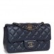 CHANEL MINI RECTANGULAR FLAP BAG NAVY IRIDESCENT LAMBSKIN RUTHENIUM HARDWARE (20*13*6cm)