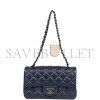 CHANEL MINI RECTANGULAR FLAP BAG NAVY IRIDESCENT LAMBSKIN RUTHENIUM HARDWARE (20*13*6cm)